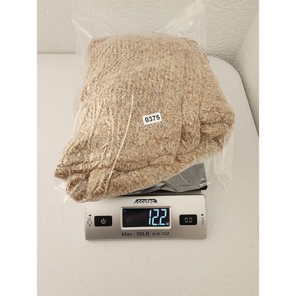 William Rast Sweater Womens Medium Tan Oatmeal Mock Neck Cropped Wool Blend - Picture 12 of 12